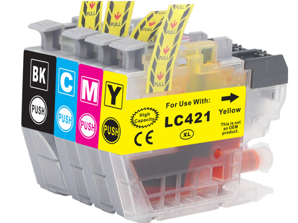 Quantum 4x High Yield Ink Ink pre Brother LC-421XL pre Brother čierna (čierna), červená (purpurová), modrá (azúrová), sada, žltá (žltá)